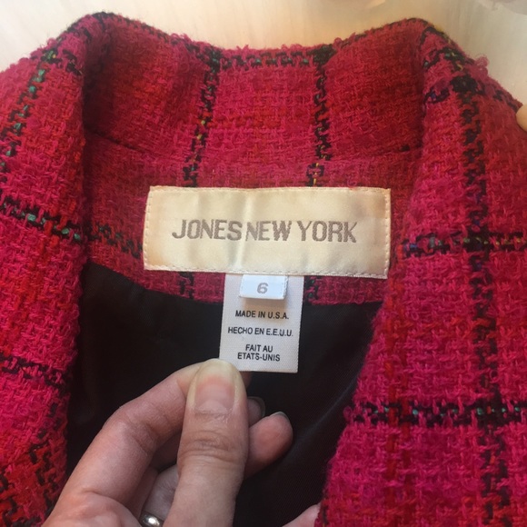 Jones New York Tweed Blazer Pink Plaid 6 - Picture 8 of 8
